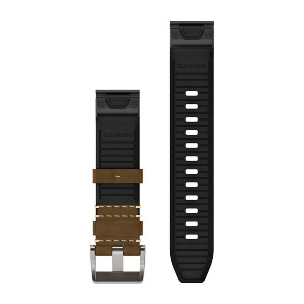 QuickFit® 22 Klockarmband, Läder/FKM-Hybridarmband, Tundra/Svart – Garmin