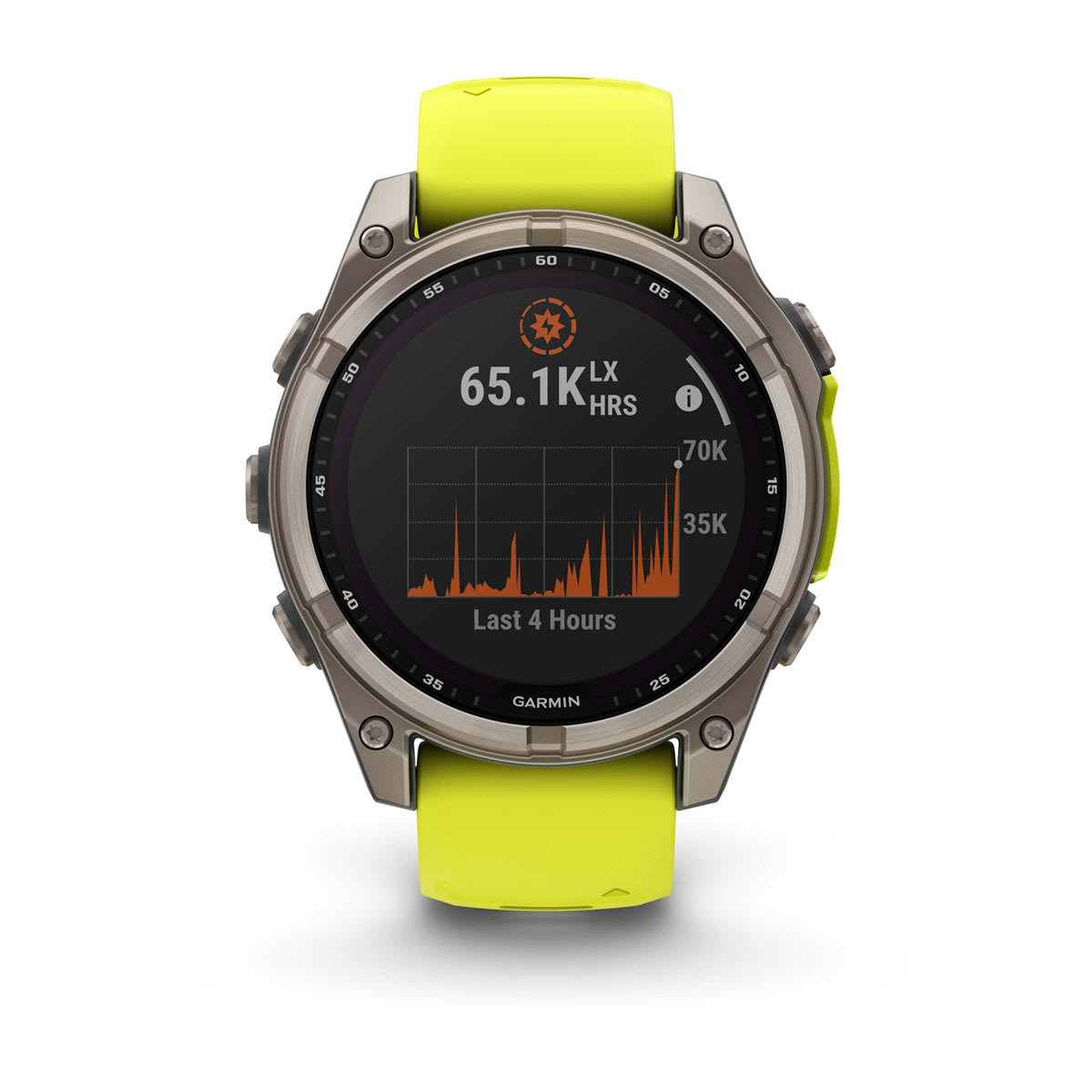 fēnix® 8 – 47 mm, Solar, Sapphire, Titanium med Amp Yellow/Graphite silikonarmband – Garmin
