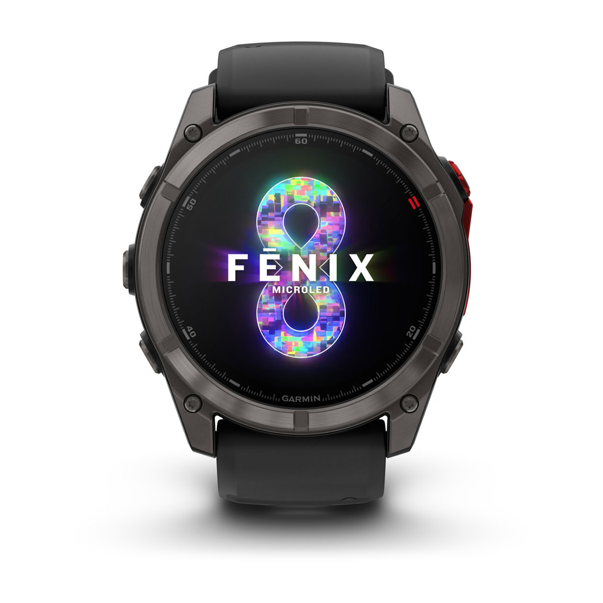 fēnix® 8 Pro – 51 mm, MicroLED, Sapphire, Carbon Grey DLC-titanium med Svart/Pebble Grey silikonarmband – Garmin