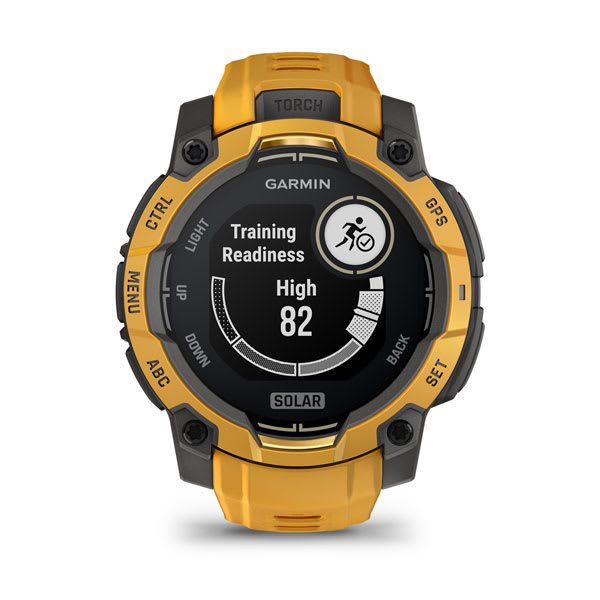 Instinct® 3 – 45 mm, Solar, Sunburst med Sunburst/Grå rem – Garmin