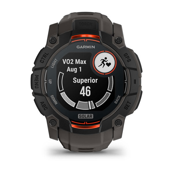 Instinct® 3 – 50 mm, Solar, Svart med Charcoal Rem – Garmin