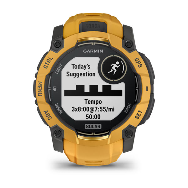 Instinct® 3 – 50 mm, Solar, Sunburst med Sunburst/Grey rem – Garmin