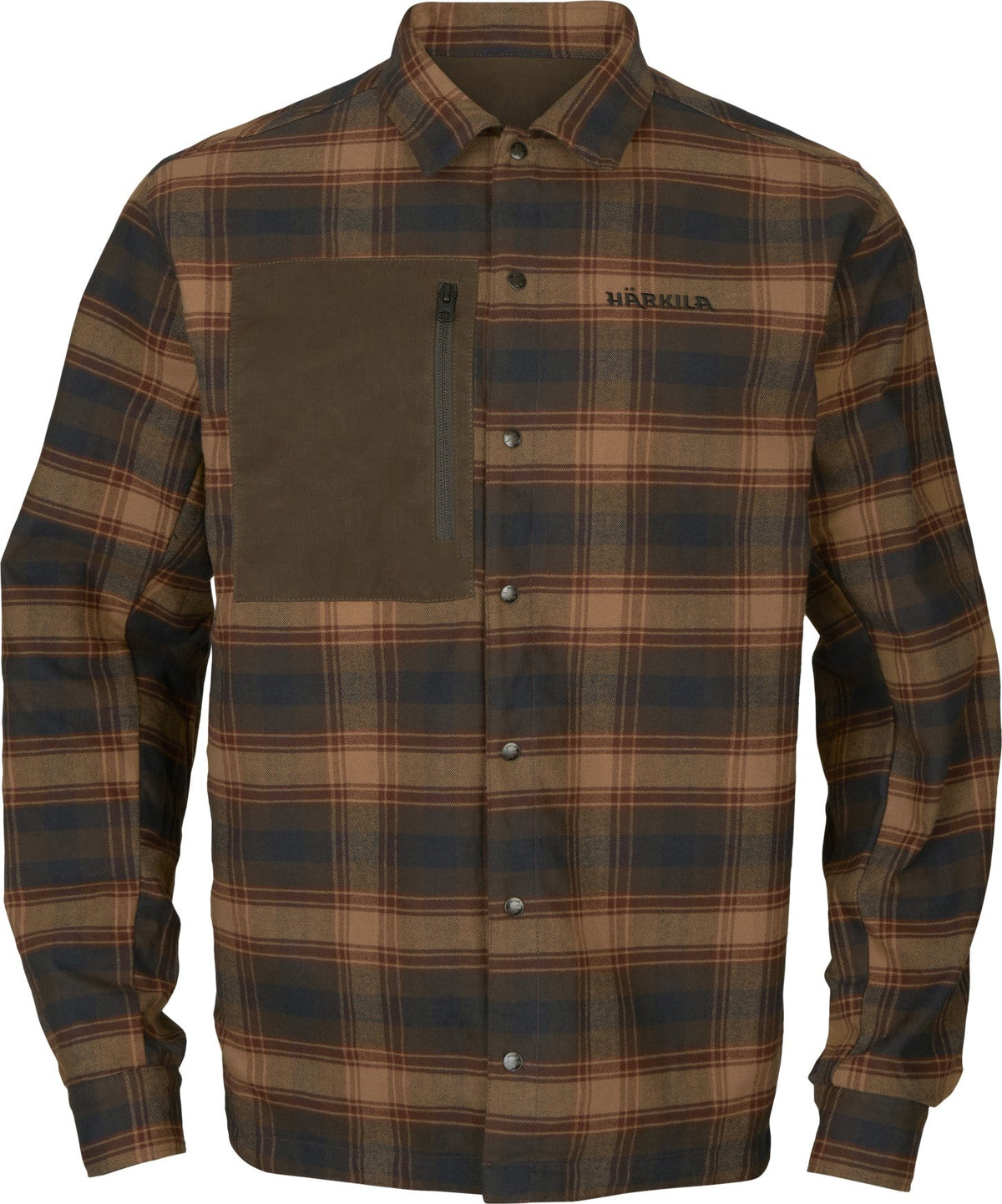 Eirik vändbar skjortjacka Dark warm olive/Burgundy - Härkila