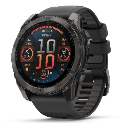 fēnix® 8 Pro – 47 mm, AMOLED, Sapphire, Carbon Grey DLC-titanium med sort/Pebble Grey silikonerem 2