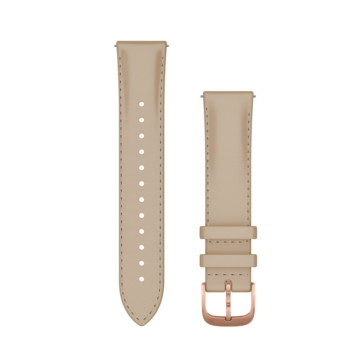 Quick Release remme (20 mm), Lys sand italiensk læder, 18K rosaguld PVD hardware 1