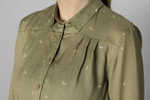 Abigail L/S damskjorta Dust green/Flying ducks - Härkila