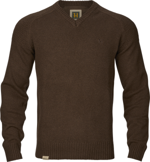 Merino V-ringad tröja Demitasse brown – Härkila