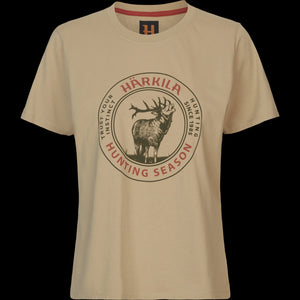 Stag Badge Kortärmad T-shirt för kvinnor Sand - Härkila