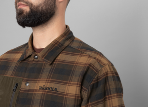 Eirik vändbar skjortjacka Dark warm olive/Burgundy - Härkila