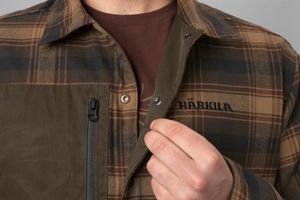 Eirik vändbar skjortjacka Dark warm olive/Burgundy - Härkila