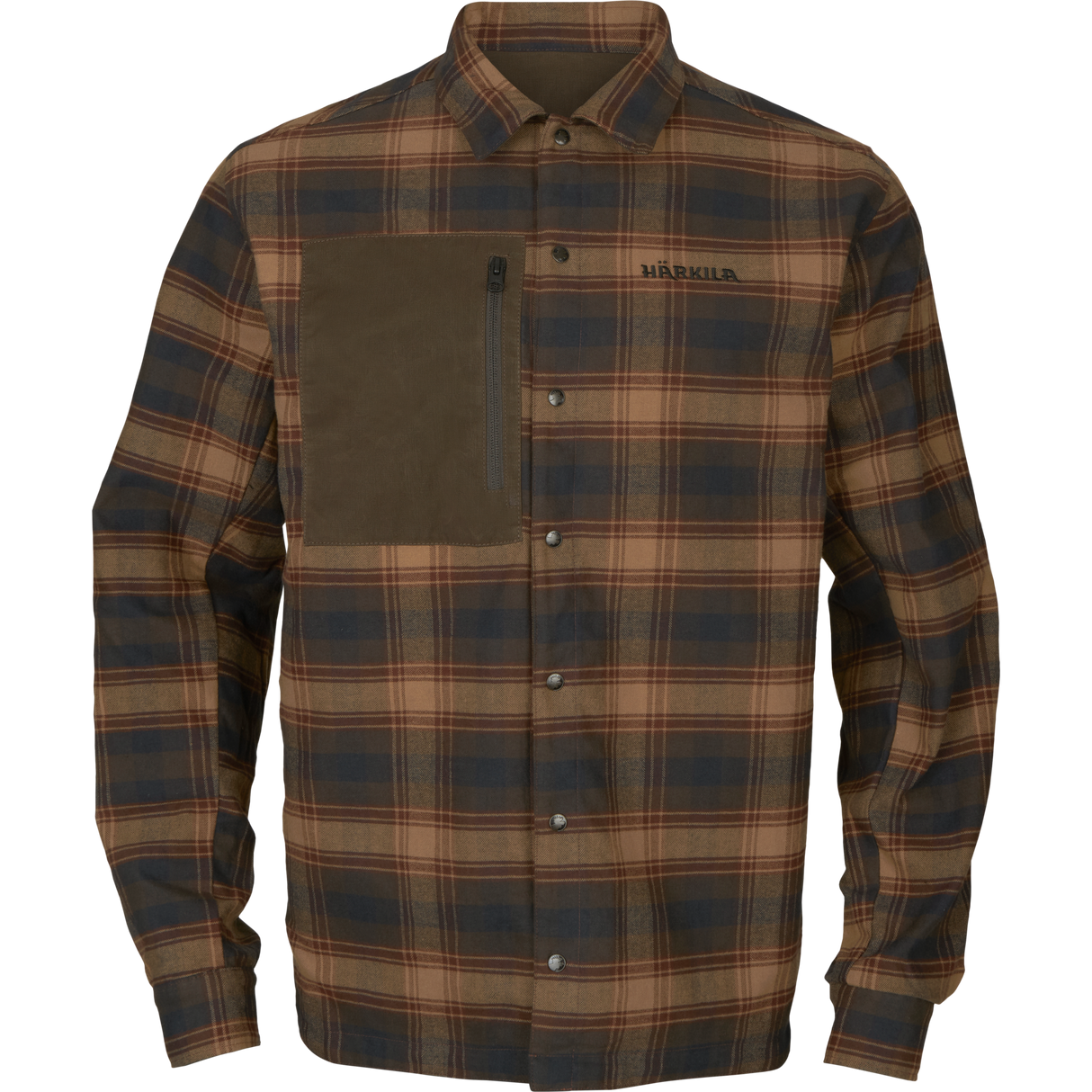 Eirik vändbar skjortjacka Dark warm olive/Burgundy - Härkila