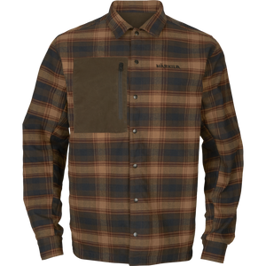 Eirik vändbar skjortjacka Dark warm olive/Burgundy - Härkila