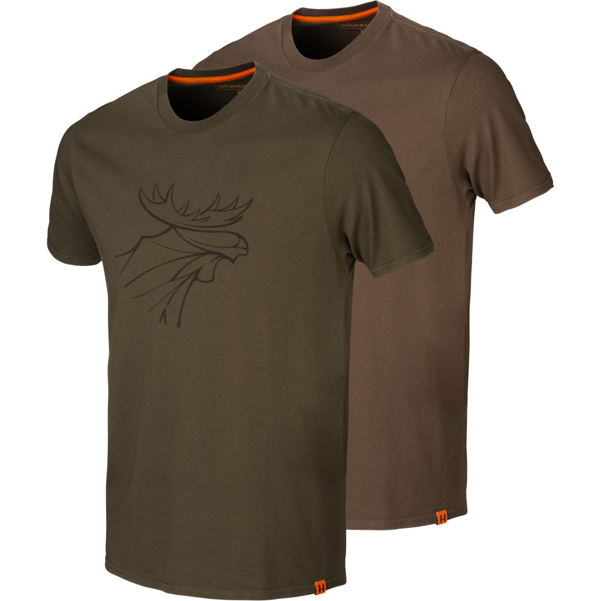 Grafisk t-shirt 2-pack Willow green/Slate brown - Härkila