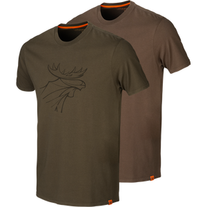 Grafisk t-shirt 2-pack Willow green/Slate brown - Härkila