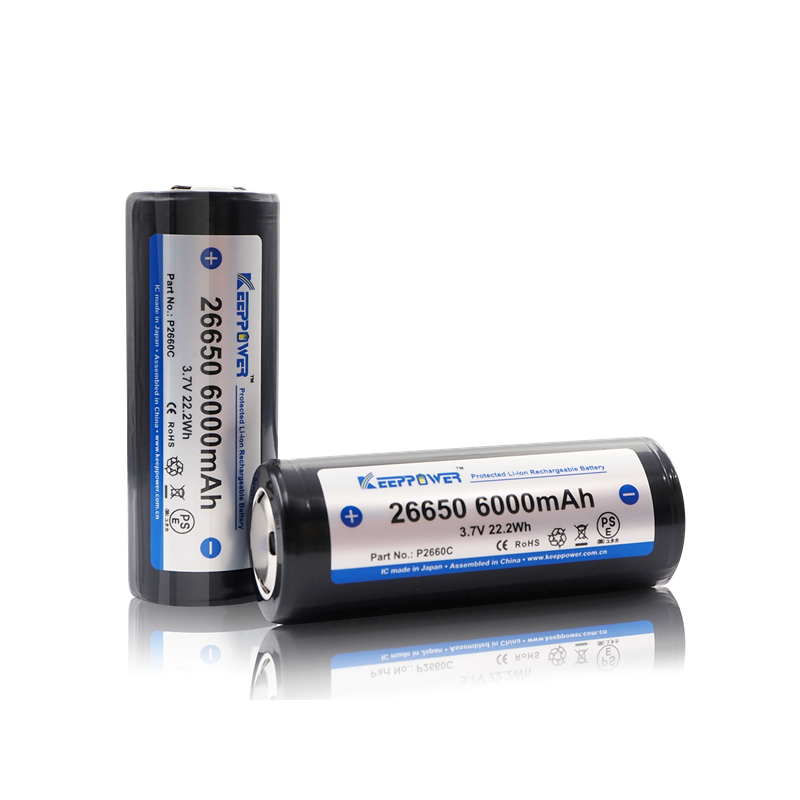 26650 KeepPower 6000mAh Protected Li-Ion batteri 3,6V - 2 PACK