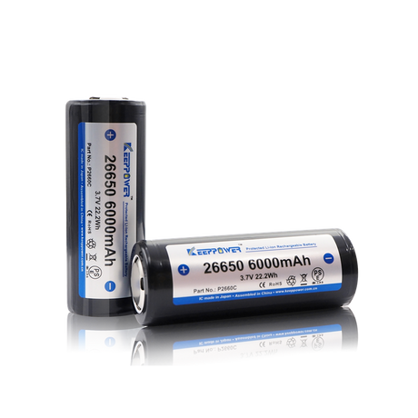 26650 KeepPower 6000mAh Protected Li-Ion batteri 3,6V - 2 PACK