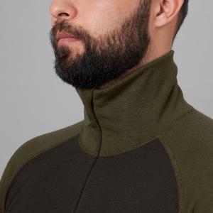 Base Warm med dragkedja i halsen Willow green/Shadow brown - Härkila