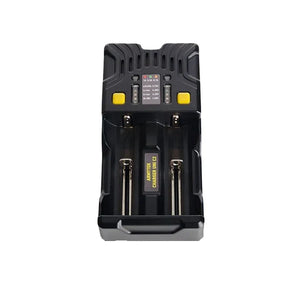 Uni C2 Laddare / 2ch / LED-indikering / Ingång AC 85-264V eller DC 12V / Utgång 2x1A / för IMR/Li-Ion, Ni-MH, Ni-Cd, LiFePO4, Ni-Zn / Typ A eller Typ C / Biladapter - Armytek