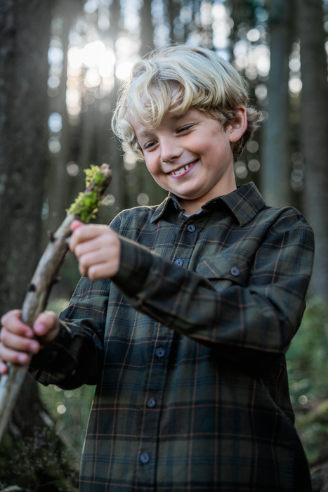 Glen Junior Flanellskjorta - Pine Green/Dark Navy Check – Seeland