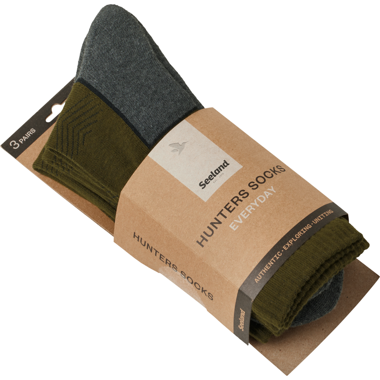 Field Strumpa - 3Pack Pine Green/Mörkgrå - Seeland