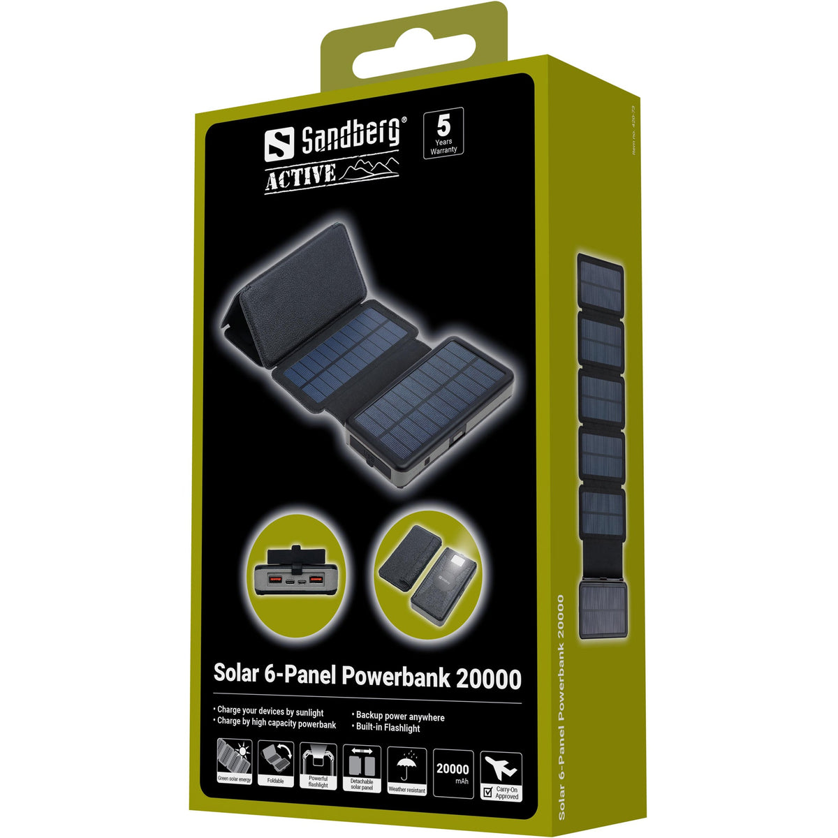 Solcellsladdare 6 paneler 20000 mAh - Sandberg