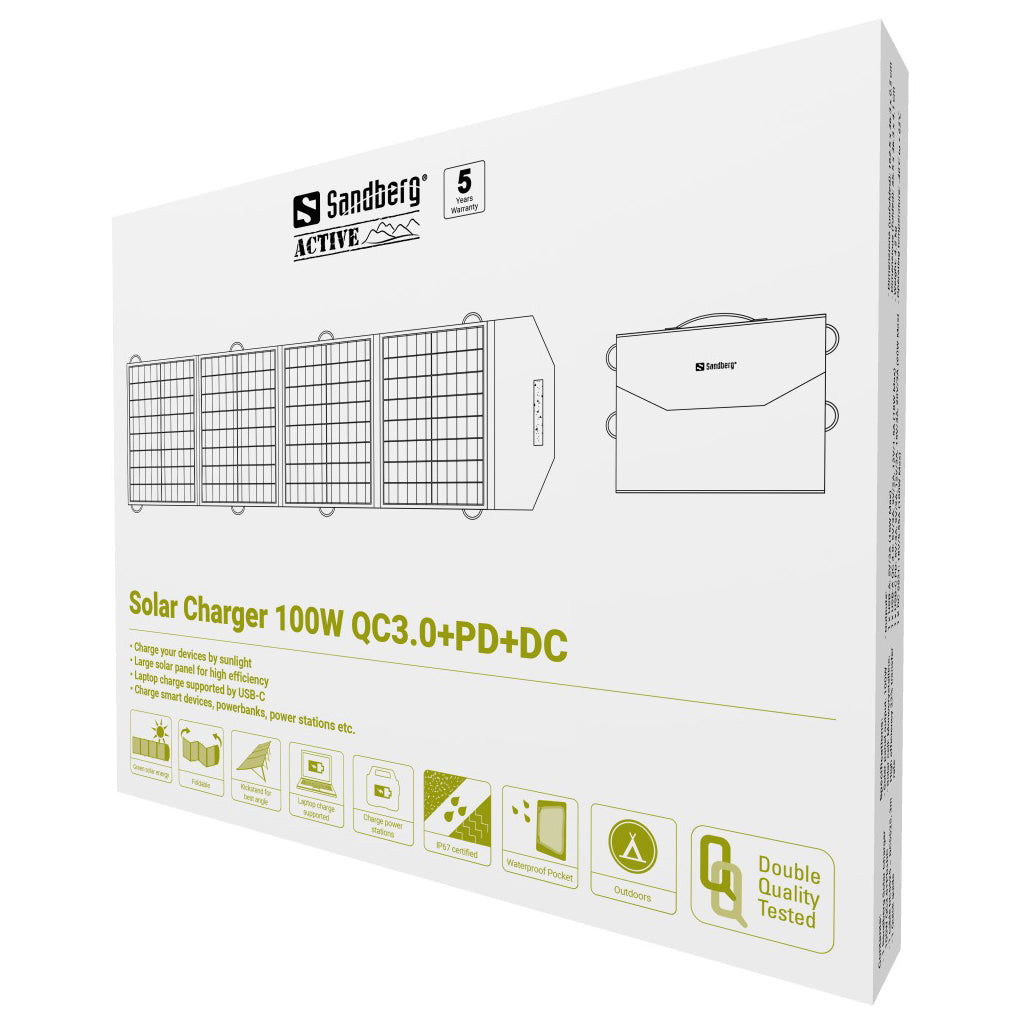Solcellsladdare 100W QC3.0+PD+DC - Sandberg