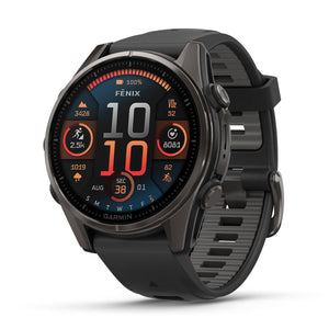 fēnix® 8 – 43 mm, AMOLED, Sapphire, Carbon Grey DLC-titanium med sort/Pebble Grey silikonerem 3