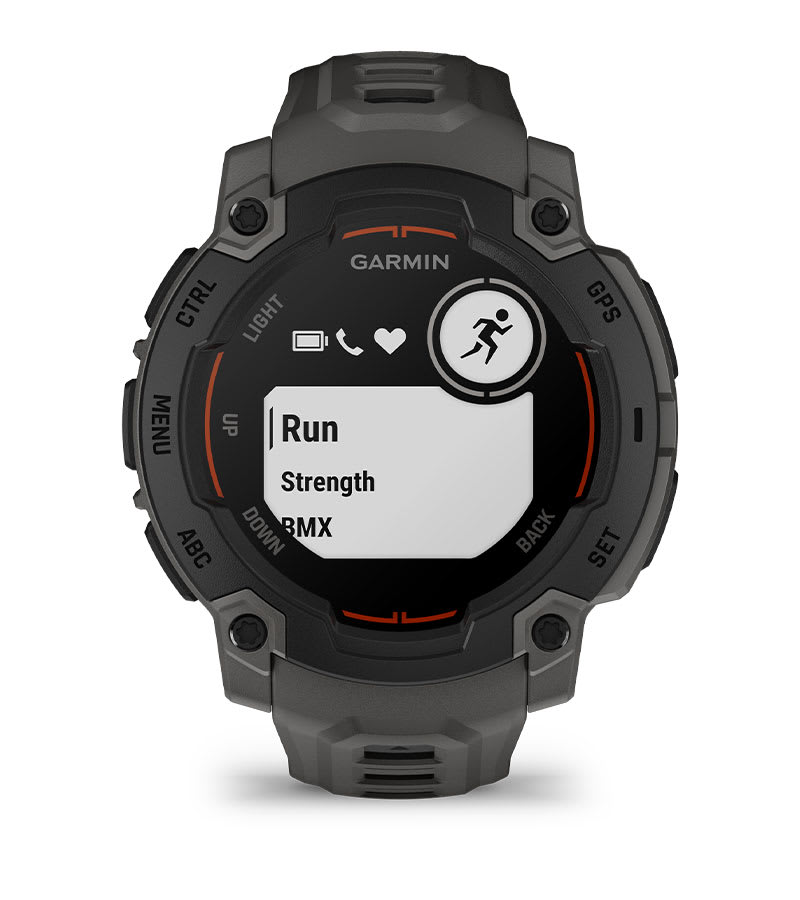 Instinct® E – 45 mm, Svart med Charcoal rem – Garmin