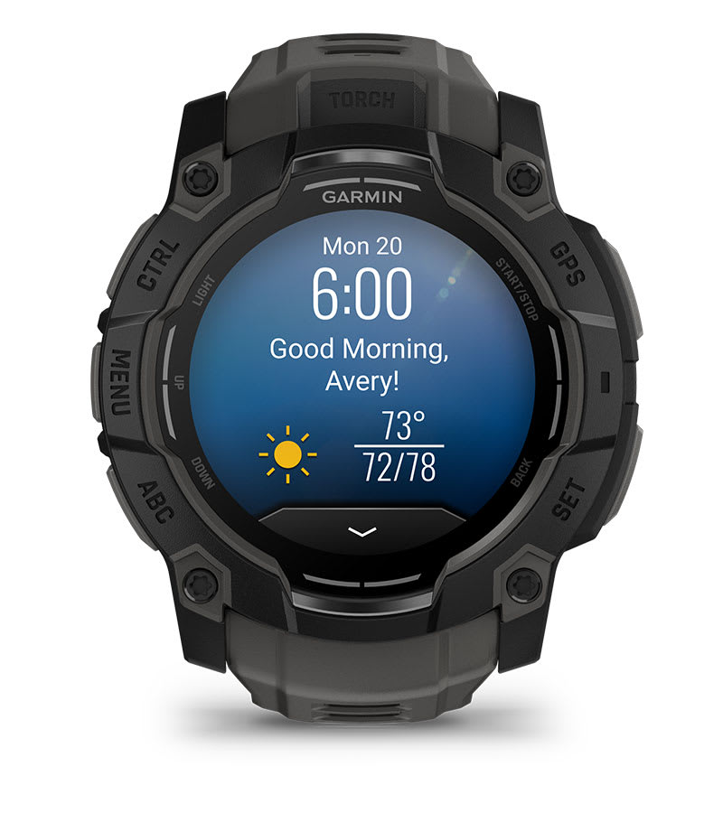 Instinct® 3 – 50 mm, AMOLED, Svart med Charcoal rem – Garmin