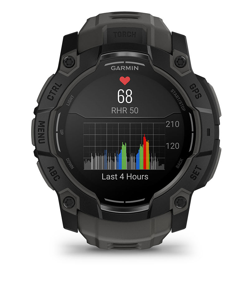Instinct® 3 – 50 mm, AMOLED, Svart med Charcoal rem – Garmin