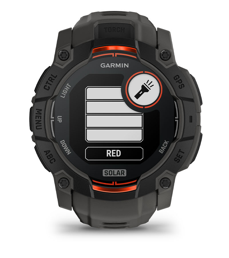 Instinct® 3 – 50 mm, Solar, Svart med Charcoal Rem – Garmin