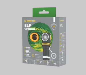 Elf C2 Micro USB Ficklampa Vit 1100 lm TIR 70°:120° 1x18650 (inkl.) - Armytek