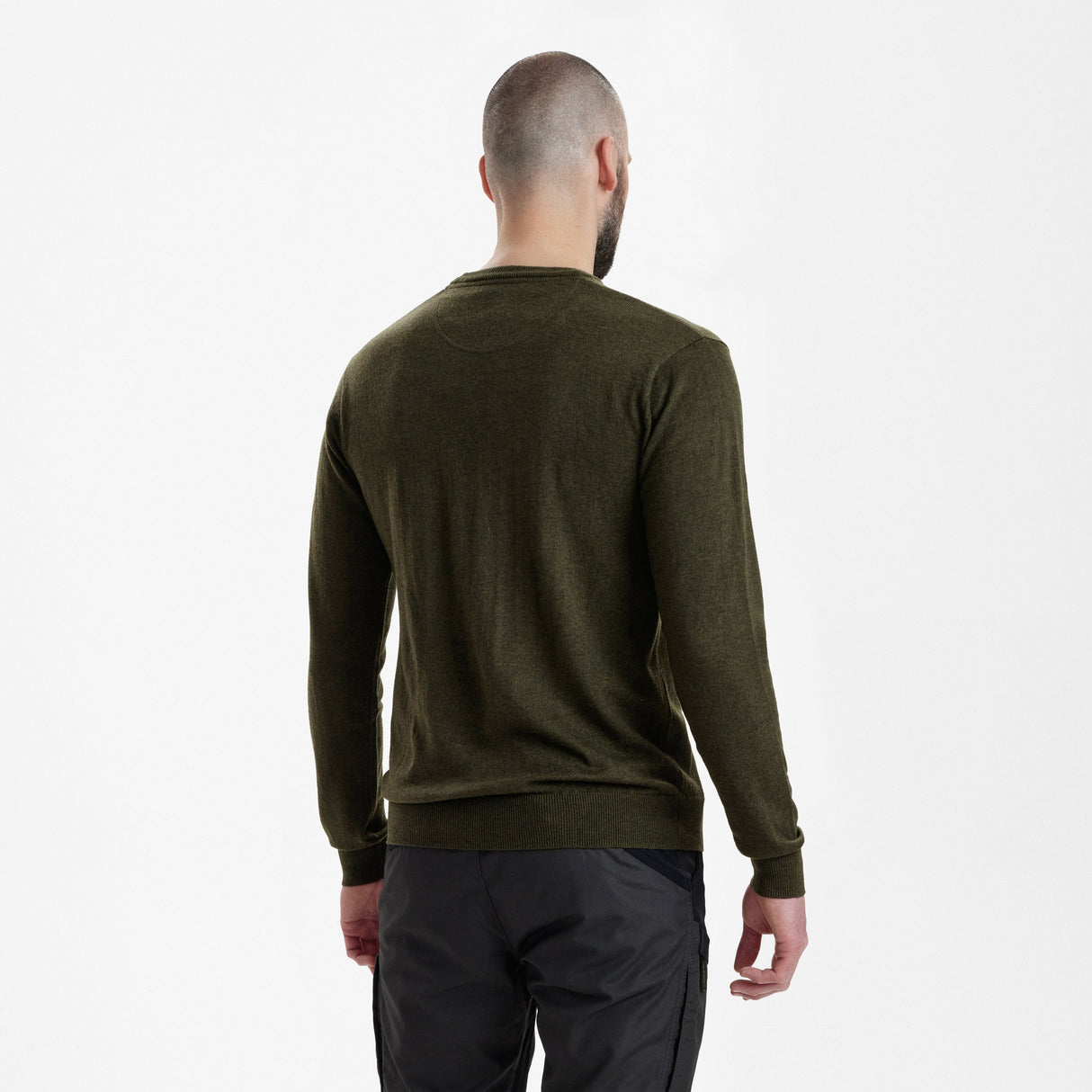 Kingston Stickad tröja Med Rund Hals - Green Melange – Deerhunter