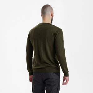 Kingston Stickad tröja Med Rund Hals - Green Melange – Deerhunter