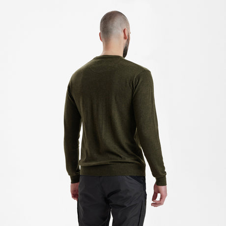 Kingston Stickad tröja Med Rund Hals - Green Melange – Deerhunter