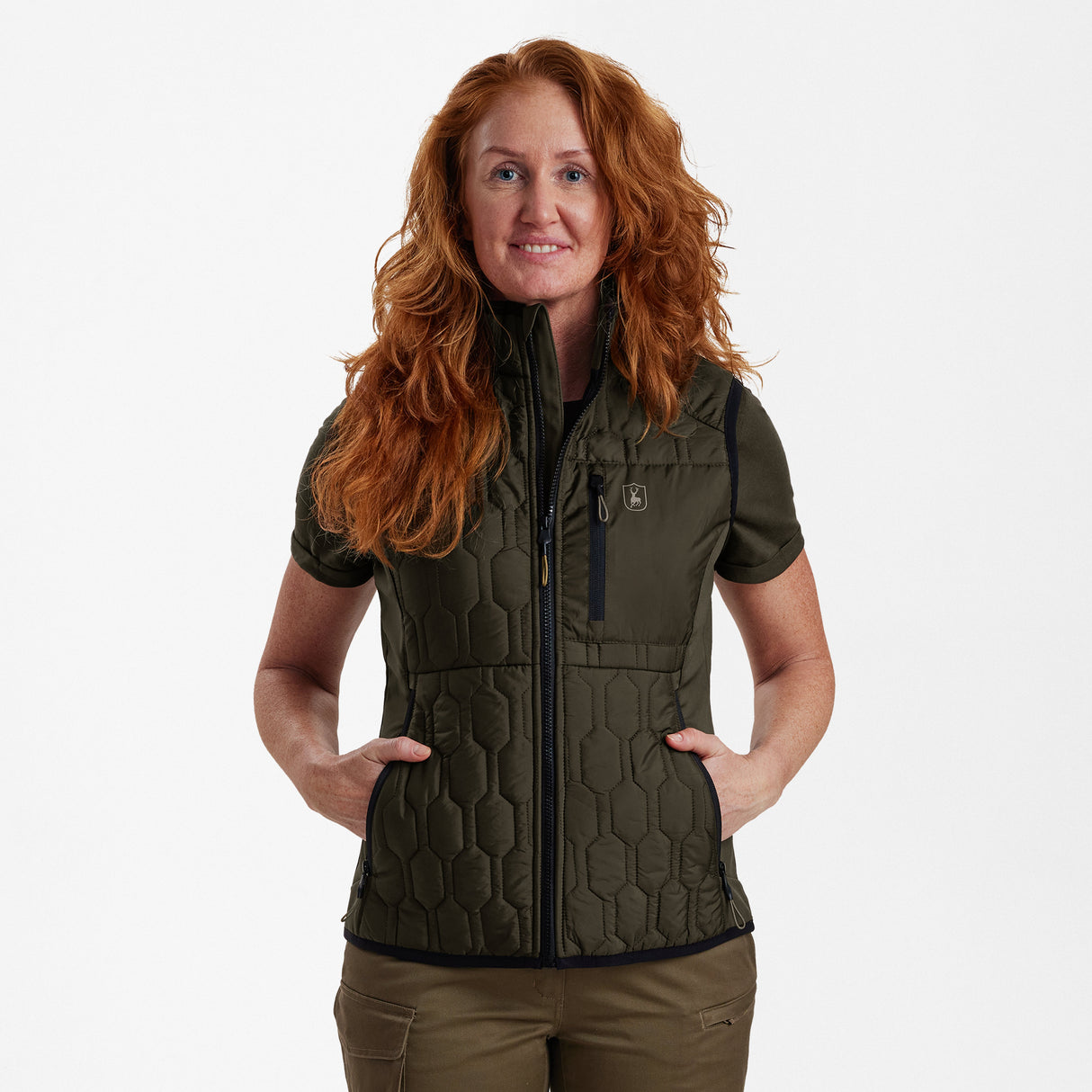 Stl. 40 - Lady Mossdale quiltad väst Forest Green - Deerhunter - Bytesvara