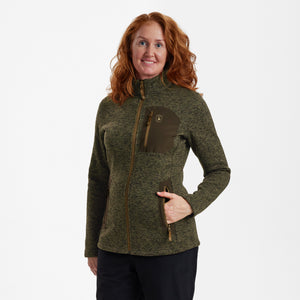Lady Sarek stickad jacka oliv - Deerhunter