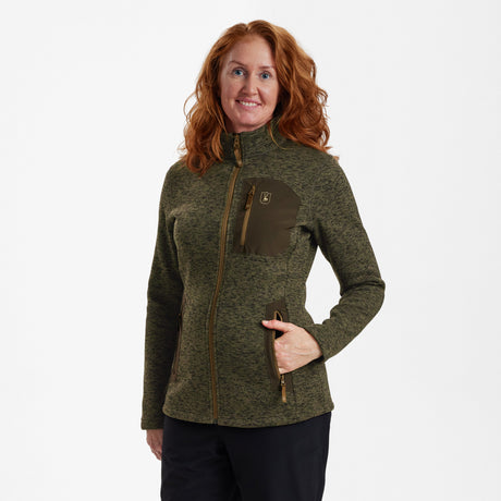 Lady Sarek stickad jacka oliv - Deerhunter