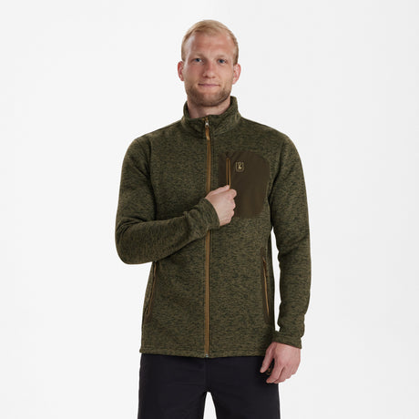 Sarek stickad jacka oliv - Deerhunter