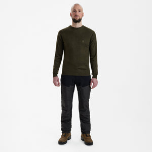 Kingston Stickad tröja Med Rund Hals - Green Melange – Deerhunter