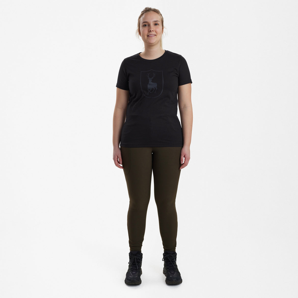 Dam T-shirt med logga Svart - Deerhunter