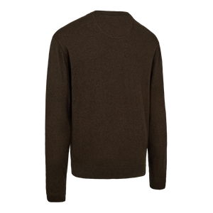 Harrington Stickad tröja med rund hals - Brown Melange – Deerhunter