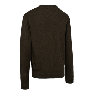 Harrington Stickad Tröja Med V-Hals - Brown Melange – Deerhunter