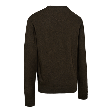 Harrington Stickad Tröja Med V-Hals - Brown Melange – Deerhunter