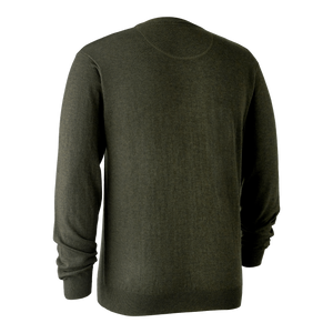 Kingston Stickad tröja med V-hals - Green Melange – Deerhunter