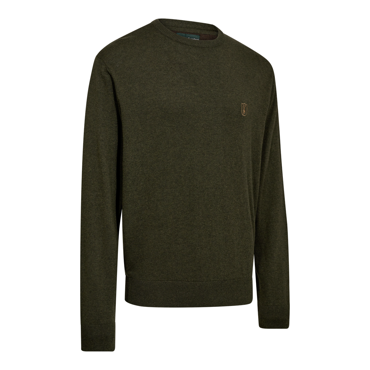 Harrington stickad tröja med rund hals - Forest Ember Melange – Deerhunter