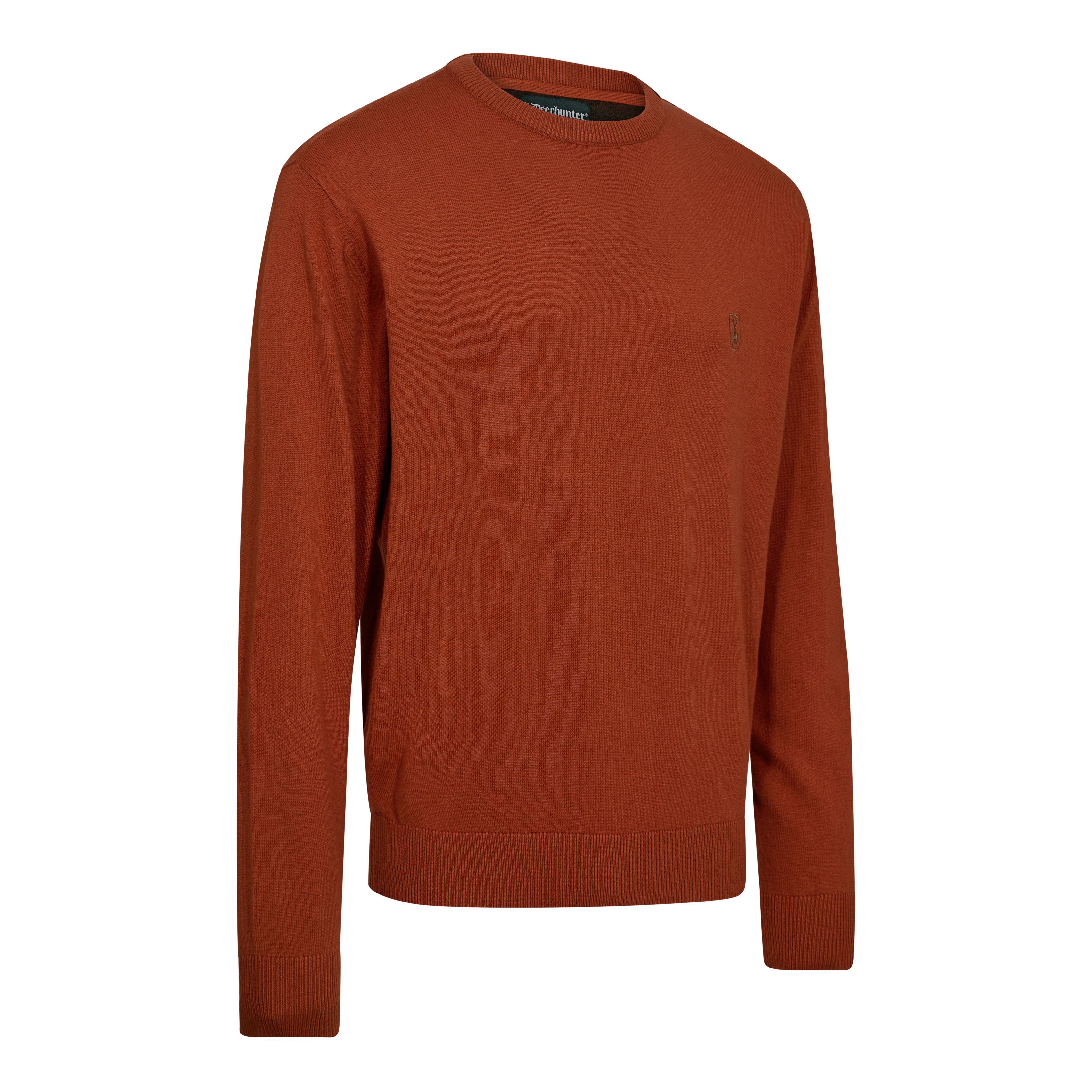 Harrington Stickad tröja med rund hals - Oak Rust Melange – Deerhunter