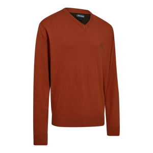 Harrington Stickad tröja med V-hals - Oak Rust Melange – Deerhunter