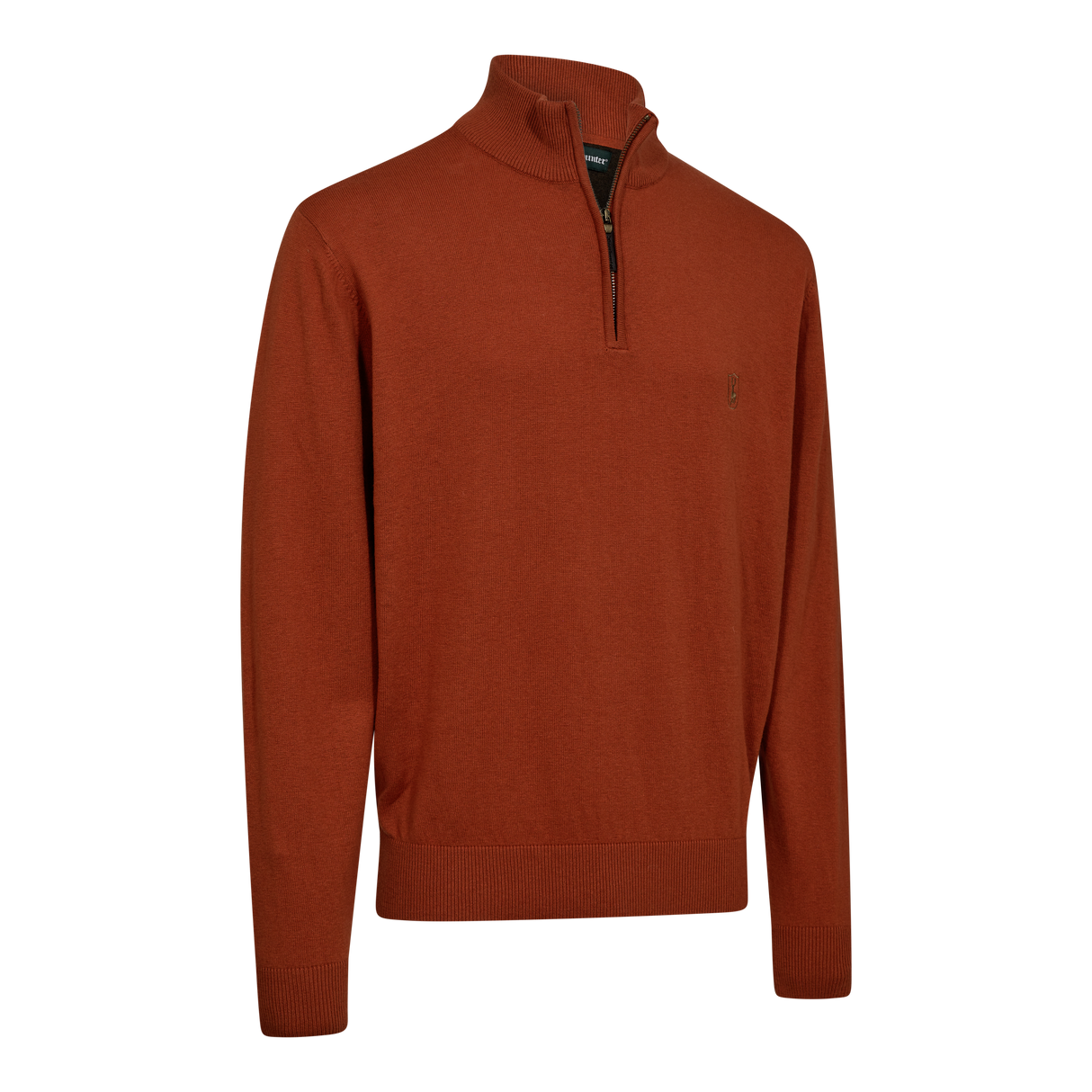 Harrington Stickad tröja med dragkedja i halsen Oak Rust Melange - Deerhunter