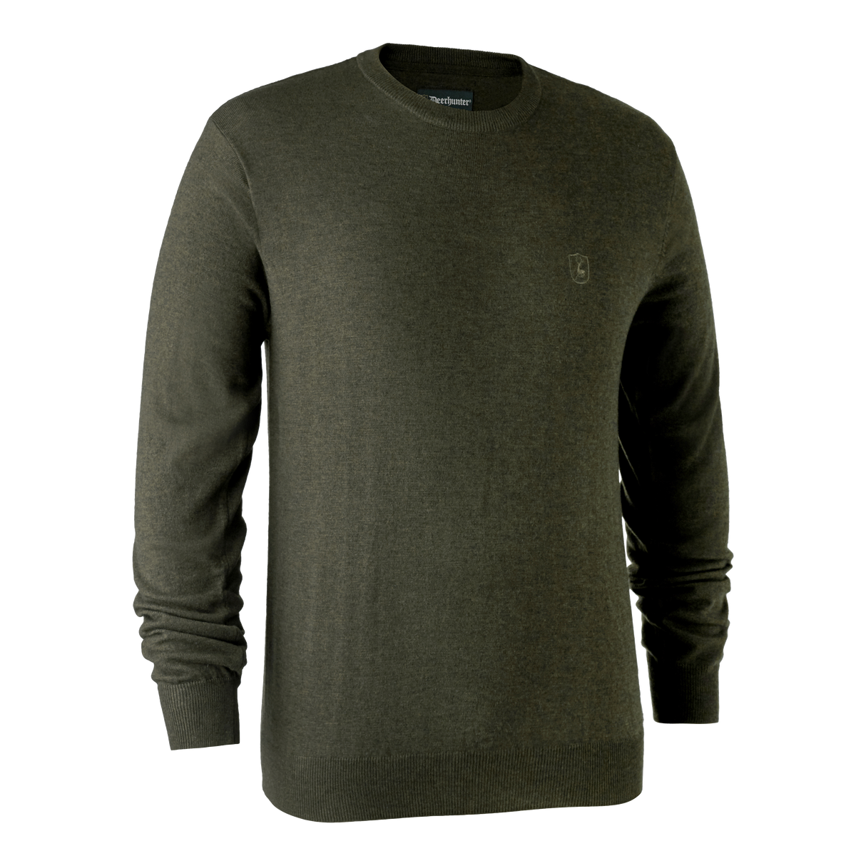 Kingston Stickad tröja Med Rund Hals - Green Melange – Deerhunter